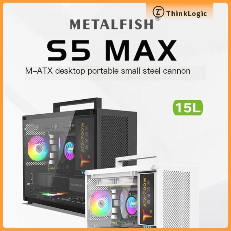 METALFISH S5 MAX Case MATX/ITX SFX Power Middle Tower ด้านข้างโปร่งใสเดสก์ท็อปมินิคอมพิวเตอร์กรณี Fi
