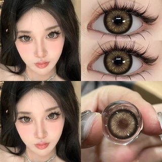 คอนแทคเลนส์ตาหวาน【0.00~-6.00】UYAAI คอนแทคเลนส์สีน้ำตาลธรรมชาติ Brown คอนแทคเลนส์แบบนิ่มรายเดือน