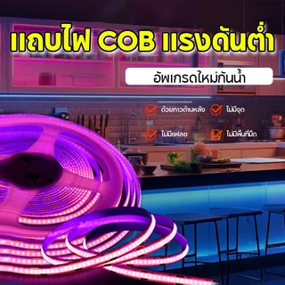 แถบไฟ LED หลายสี กันน้ำ แรงดันต่ำ 12v/24v ซังยืดหยุ่นแถบแสง 8mm ความหนาแน่นสูง COB