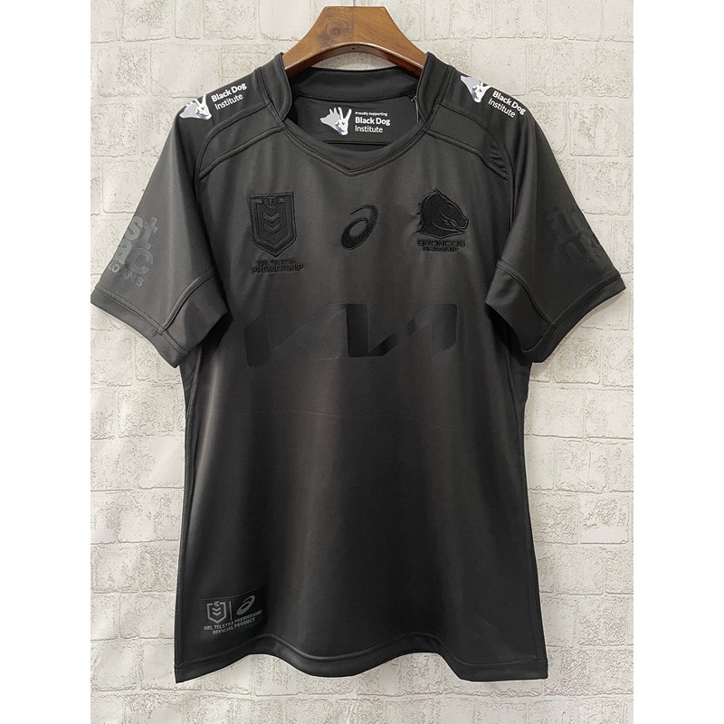 เสื้อรักบี้แขนสั้นสีดำสำหรับผู้ชาย คุณภาพสูง