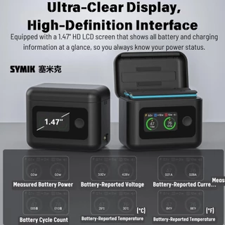 【ร้านไทย】SYMIK Insta360 X5 LCD อัจฉริยะ 5 ใน 1 Charger case สําหรับ Insta360 X5 Two Way Charger Hub พร้อมแบตเตอรี่ 2400mah