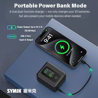 【ร้านไทย】SYMIK Insta360 X5 LCD อัจฉริยะ 5 ใน 1 Charger case สําหรับ Insta360 X5 Two Way Charger Hub พร้อมแบตเตอรี่ 2400mah