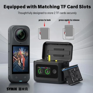 【ร้านไทย】SYMIK Insta360 X5 LCD อัจฉริยะ 5 ใน 1 Charger case สําหรับ Insta360 X5 Two Way Charger Hub พร้อมแบตเตอรี่ 2400mah