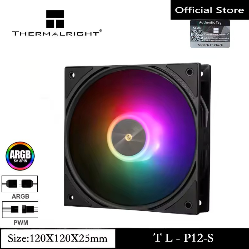 Thermalright TL-P12-S ARGB Case Fan Quiet 1500RPM 4PIN PWM CPU Fan พัดลมคอมพิวเตอร์ 120 มม.ข้อมูลจําเพาะ Silent Cooler พัดลมความเร็วเดสก์ท็อป CPU พัดลมระบายความร้อน