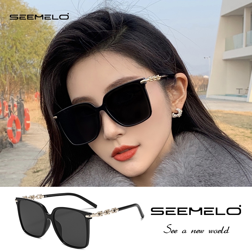 SEEMELO แว่นตากันแดดผู้หญิงแฟชั่นแว่นตากันแดด ยูวี400 แว่นตากันแดดฤดูร้อนป้องกันแสงสะท้อนขับรถแว่นตาตกปลาวินเทจย้อนยุคกรอบใหญ่ฤดูร้อนแว่นกันแด