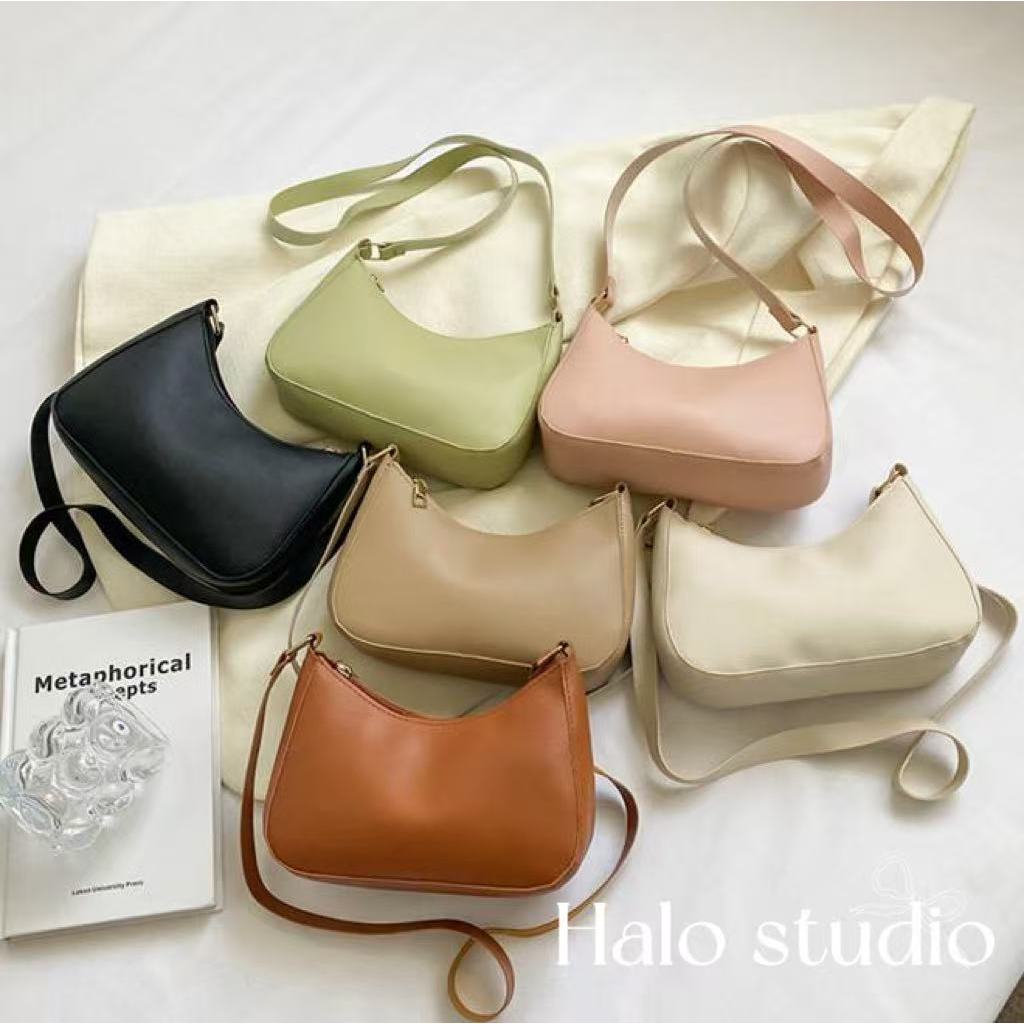 Halo studio พร้อมส่ง🔥เกาหลีสไตล์เกาหลี Retro Dumpling กระเป๋า crossbody กระเป๋าไหล่ใต้แขนอเนกประสงค์อเนกประสงค์