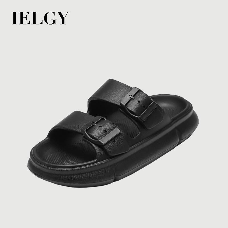 IELGY รองเท้าแตะแพลตฟอร์มสีทึบสําหรับผู้ชายบ้านพื้นนิ่ม