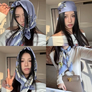 Miss_J พร้อมส่งจากกทม🎀【70x70 cm】ผ้าพันคอลายดอกแบบเกาหลี Korean scarfves สวมใส่ได้หลายแบบ เอนกประสงค์