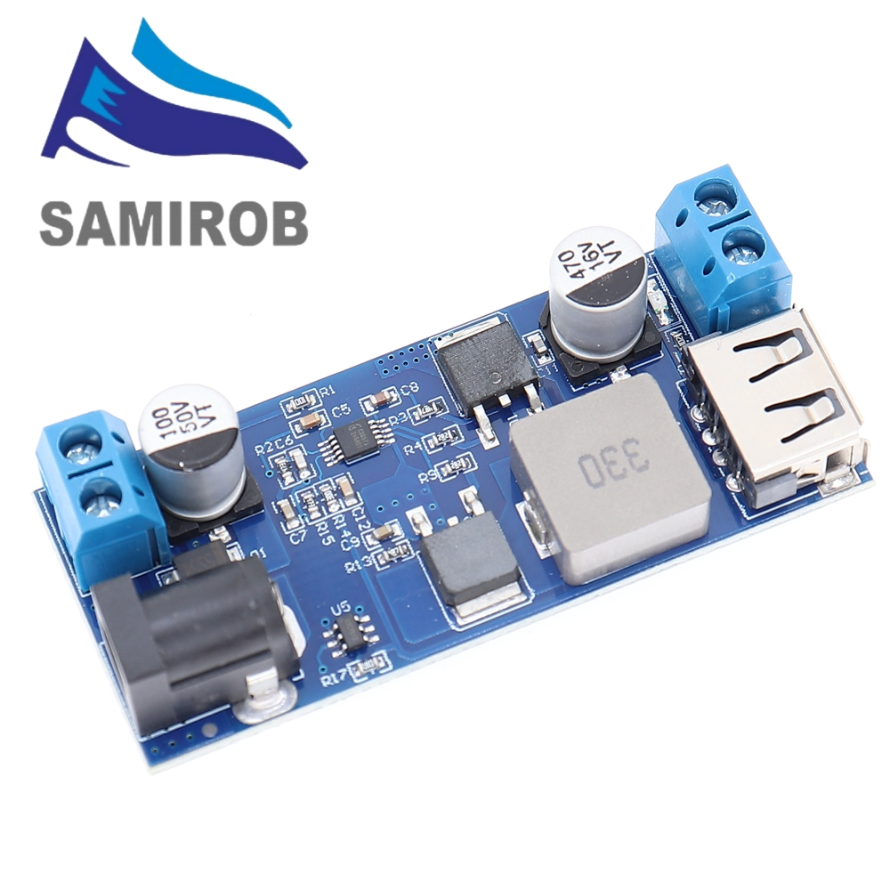DC-DC 24 V/12 V ถึง 5 V 5A ขั้นตอนลงแหล่งจ่ายไฟ Buck Converter เปลี่ยน LM2596S ปรับ USB Step-down โมดูลชาร์จสําหรับโทรศัพท์