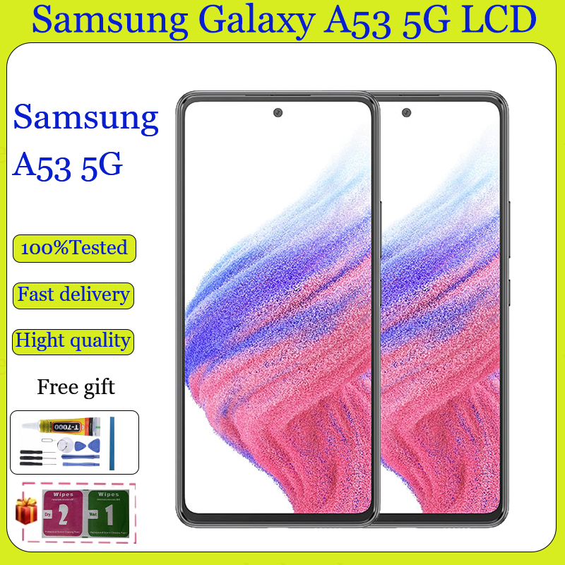 Original AMOLED Samsung Galaxy A53 5G จอแสดงผล LCD หน้าจอสัมผัสพร้อมการเปลี่ยนกรอบ