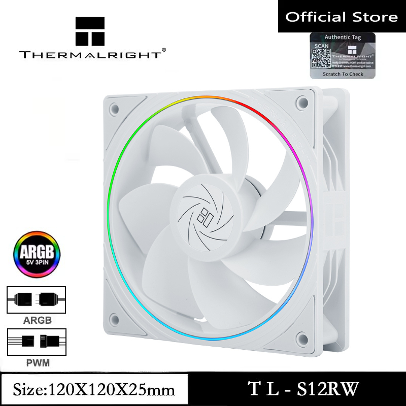 Thermalright TL-S12RW 12 ซม.พัดลมCPUคอมพิวเตอร์พัดลมย้อนกลับAir outlet Haloแสงผล 4PIN PWM/5V 3PIN ARGB 1500RPM PCพัดลมระบายความร้อน