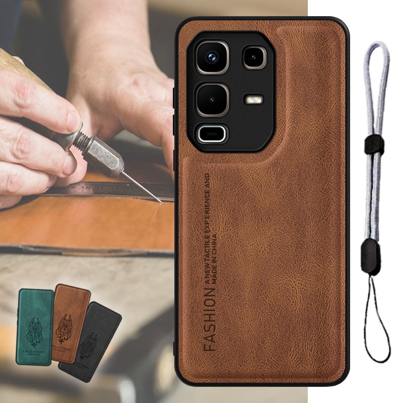 เคสหนังหรูหราสําหรับ Infinix Note 50S X6870 พร้อมเชือกคล้องโทรศัพท์แบบปรับได้