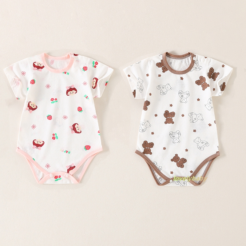 0 ~ 30 เดือนชุดนอนเด็ก Rompers แขนสั้นเด็กวัยหัดเดิน Jumpsuit แฟชั่นการ์ตูนสัตว์ทารกแรกเกิดน่ารักพิมพ์ฤดูร้อนชุด