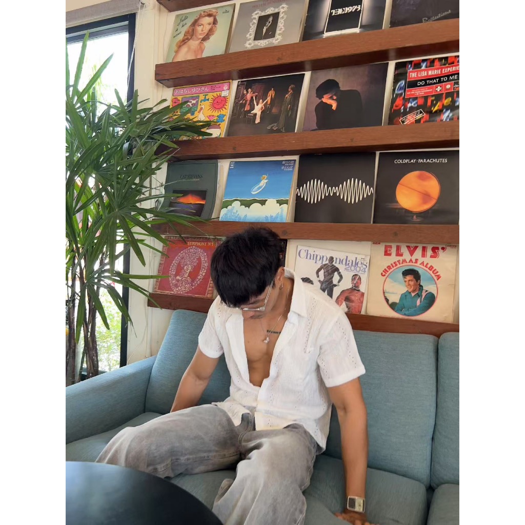 BS |shirt เสื้อเชิ้ต ทรงหลวม สไตล์เกาหลี แฟชั่นฤดูร้อน การออกแบบแกะสลักกลวง เสื้อเชิ้ตใส่สบาย แฟชั่นชาย จัดส่งที่รวดเร็ว - รูปที่ 5