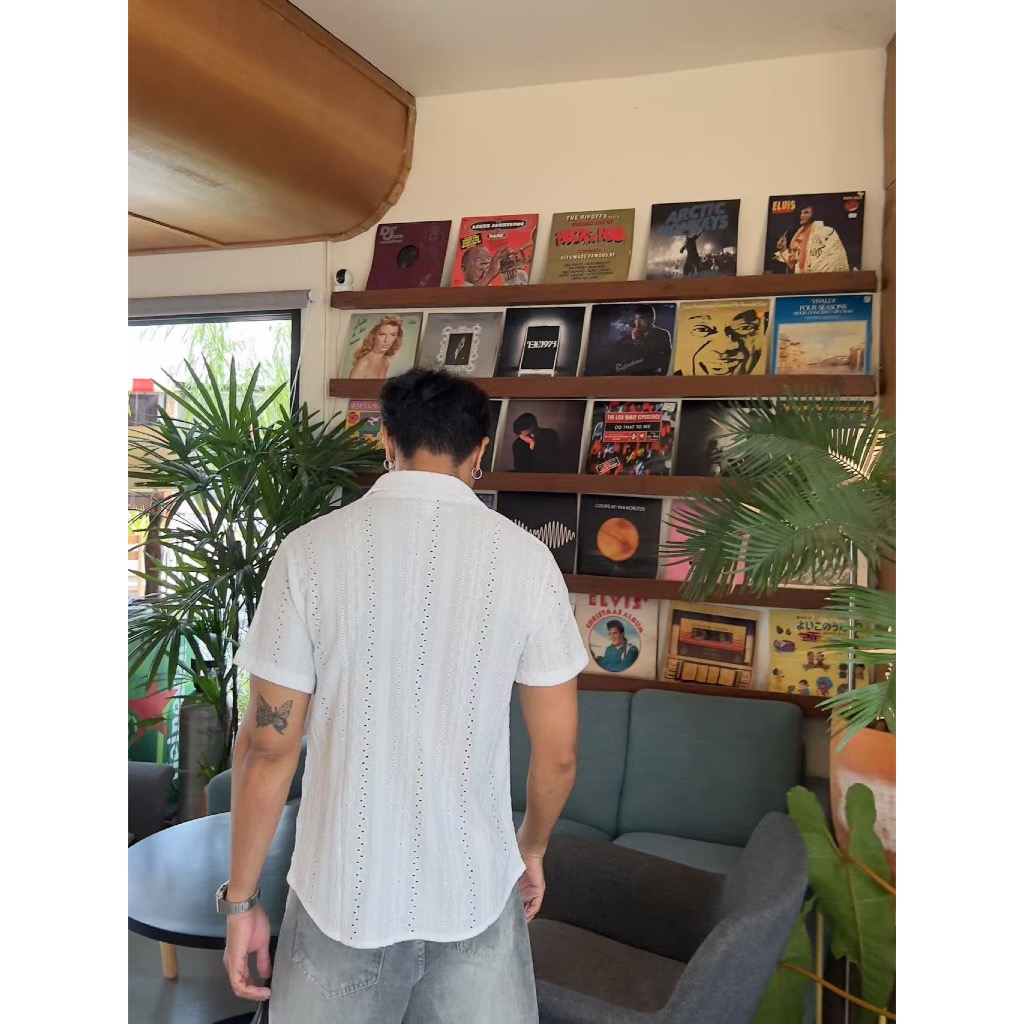 BS |shirt เสื้อเชิ้ต ทรงหลวม สไตล์เกาหลี แฟชั่นฤดูร้อน การออกแบบแกะสลักกลวง เสื้อเชิ้ตใส่สบาย แฟชั่นชาย จัดส่งที่รวดเร็ว - รูปที่ 4