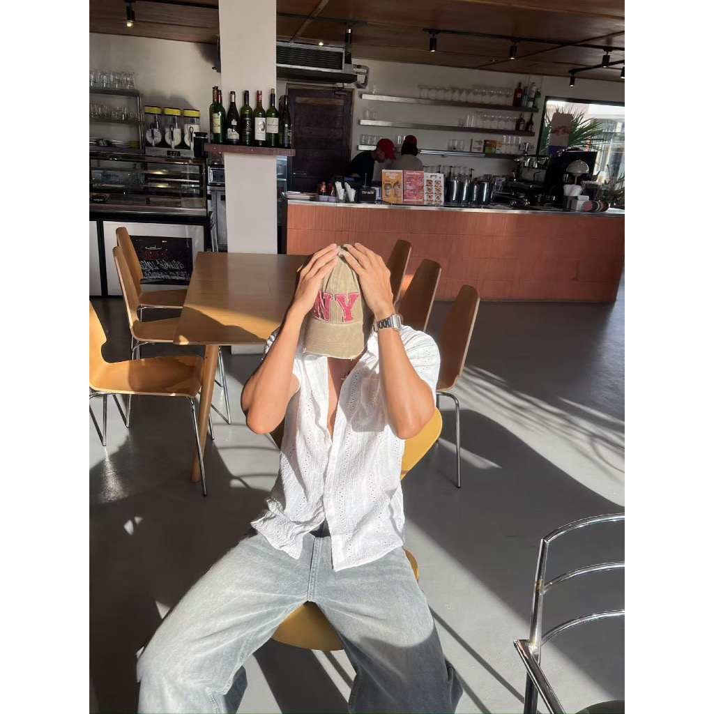 BS |shirt เสื้อเชิ้ต ทรงหลวม สไตล์เกาหลี แฟชั่นฤดูร้อน การออกแบบแกะสลักกลวง เสื้อเชิ้ตใส่สบาย แฟชั่นชาย จัดส่งที่รวดเร็ว - รูปที่ 3