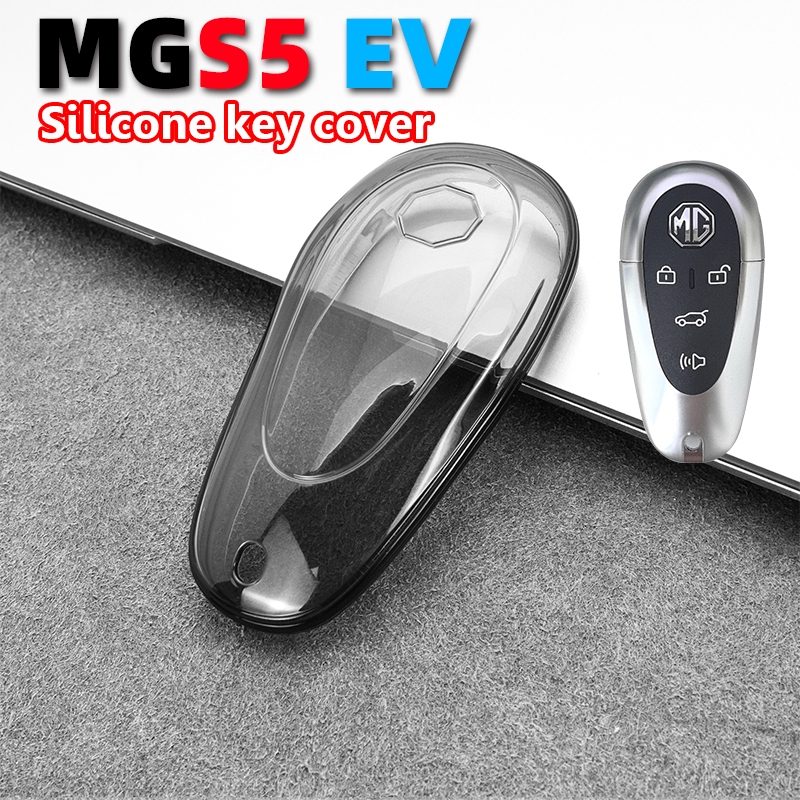 [โปรโมชั่น] ซิลิโคนครอบกุญแจรถ MG S5EV V+ สีดำแบบใส ห่วงคล้องกุญแจ แข็งแรงทนทาน กันกระแทก 100%