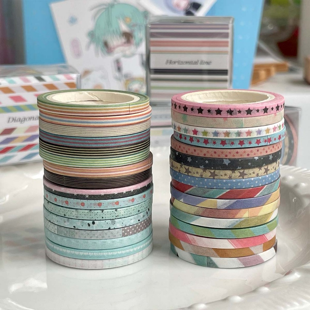 WaKaWaKa 5M Washi เทป 8 ม้วน/แพ็คสติกเกอร์ DIY ตกแต่ง Scrapbooking Planners