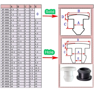 สีดํา/สีขาว Conical Snap-on ยางซิลิโคน T Type Plug Blanking End Caps Tube Insert Bung 2.5-50.6mm อุณหภูมิสูง