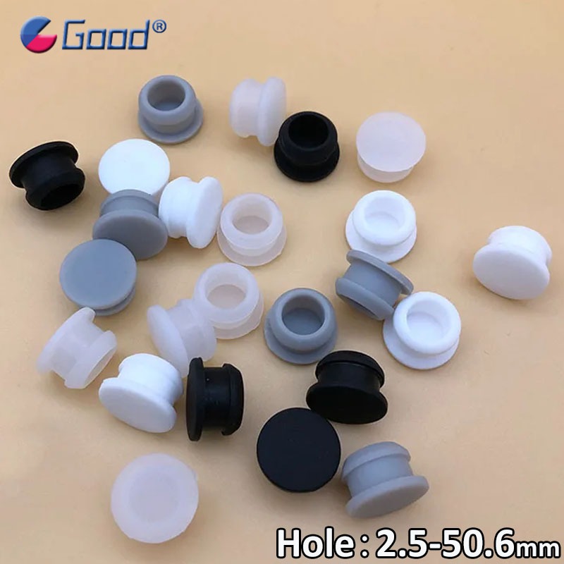 ยางซิลิโคนเกรดอาหาร Conical Snap-on T Type Plug Blanking End Caps Tube Insert Bung 2.5-50.6mm สีเทา / โปร่งใส