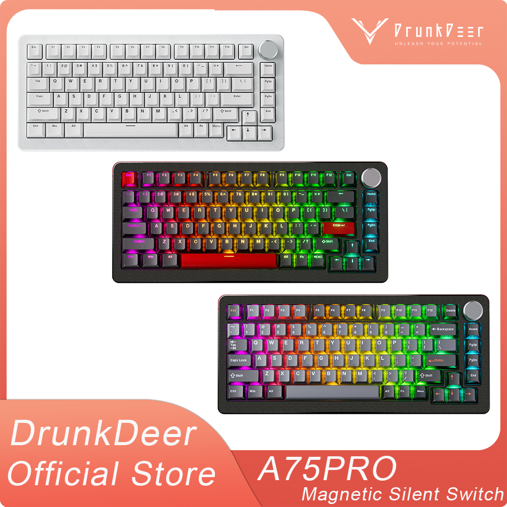 DrunkDeer A75 Pro HE Wired Actuation Distance Adjustable Magnetic Silent Switch RGB Gaming Keyboard 