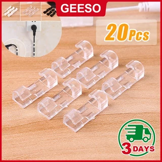GEESO ราคาขายส่ง 20Pcs Wire Cable Organizer Clip กิ๊บสายไฟ ตัวล็อค เก็บสายไฟ เคเบิล ปลั๊กพ่วง ช่วยจัดระเบียบ ใช้งานสะดวกติดง่ายไม่ต้องเจาะผนัง ใช้ได้กับทุกพื้นผิว 免钉理线器