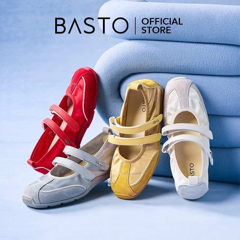 【Flashlight】BASTO Women's Platform Mary Jane Sneakers รองเท้าแมรี่เจน รองเท้าส้นตึก รองเท้าผ้าใบ A9003 D3222