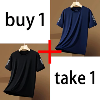 1+1 แถมด่วน! เสื้อยืดแขนสั้นฤดูร้อน ระบายอากาศดี เนื้อบางเย็นสบาย แห้งเร็วทันใจ สวมเหมือนไม่ใส่