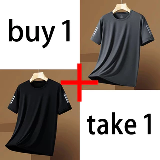 1+1 แถมด่วน! เสื้อยืดแขนสั้นฤดูร้อน ระบายอากาศดี เนื้อบางเย็นสบาย แห้งเร็วทันใจ สวมเหมือนไม่ใส่