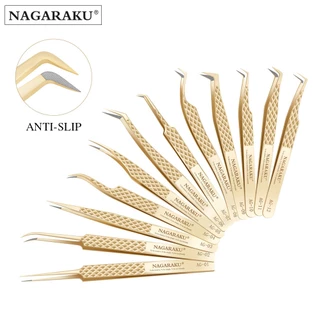 Nagaraku Precision Fiber Tip Tweezer สําหรับต่อขนตา Professional แหนบขนตา Antistatic ตรง