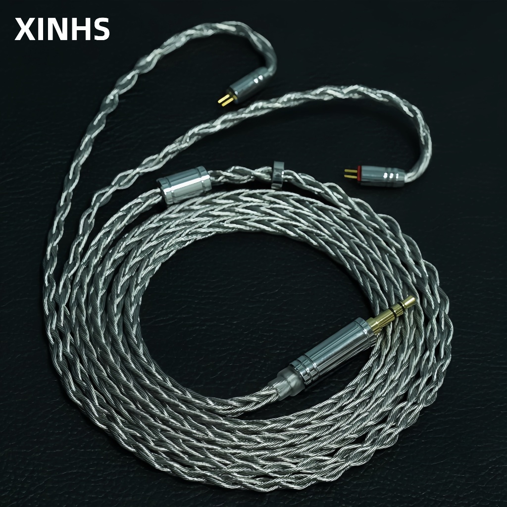 XINHS Single Crystal Copper Silver Plated+Graphene 8-Core 7N High Purity Earphone Upgrade Line