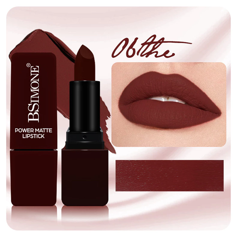 Bsimone ลิปสติกเนื้อมัท กันน้ำ ทนนาน สีน้ำตาลช็อกโกแลต ไม่ติดแก้ว ลิปมาทท์ กันน้ำ แต่งหน้าได้ตลอดวัน