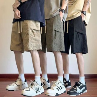 กางเกงขาสั้นลำลองผู้ชายไซส์ M-5XLเอวยางยืดกระเป๋าซิปผ้าหนาคุ…