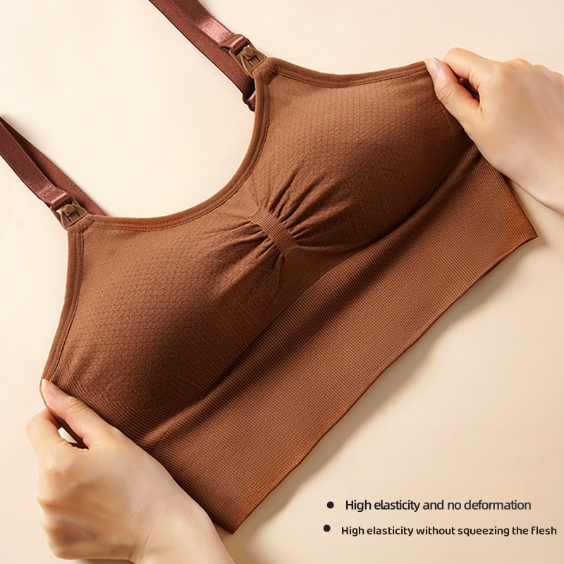 2PCS Maternity bra ชุดชั้นในให้นมไร้ตะเข็บยืดหยุ่นสูง ใส่ได้ทั้งตั้งครรภ์และให้นมบุตร