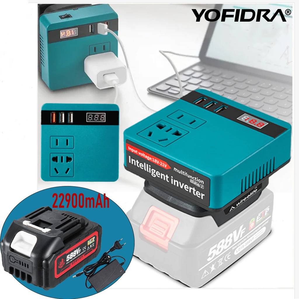 [3-day delivery]Wireelife อะแดปเตอร์อินเวอร์เตอร์พาวเวอร์ซัพพลาย 120W DC 18V เป็น 220V สําหรับแบตเตอรี่ Makita 18V