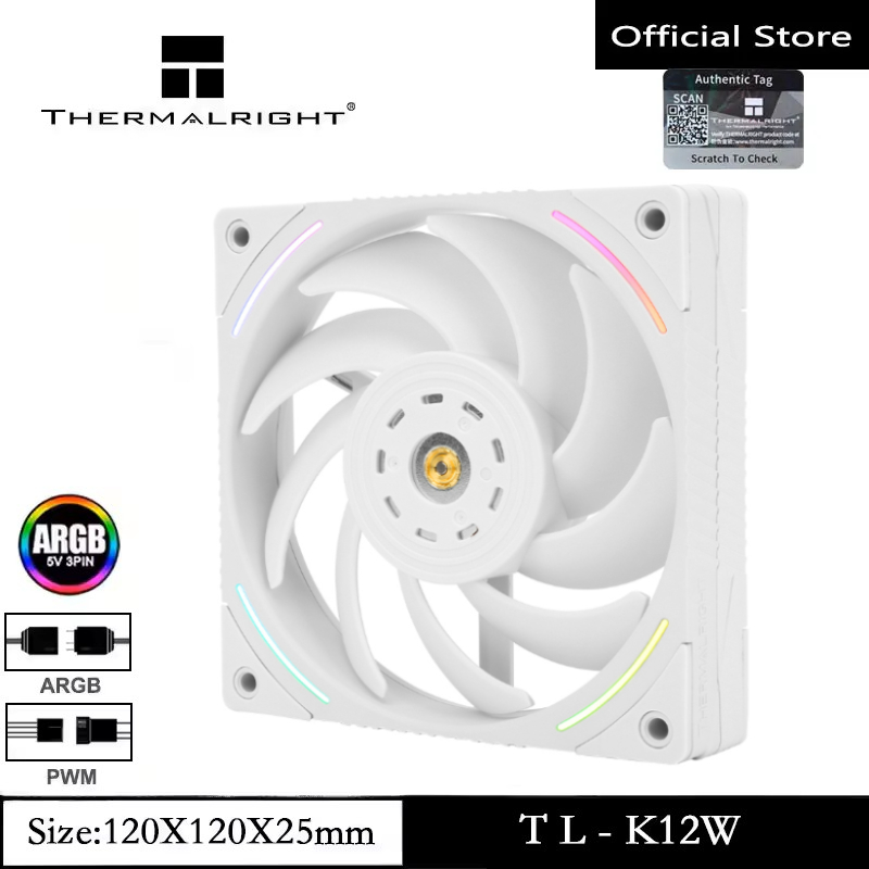 Thermalright TL-K12W ARGB CPU Cooler 120 มม. รูรับแสง 2150RPM PWM 4pin S-FDB เงียบ AIRFLOW 69CFM