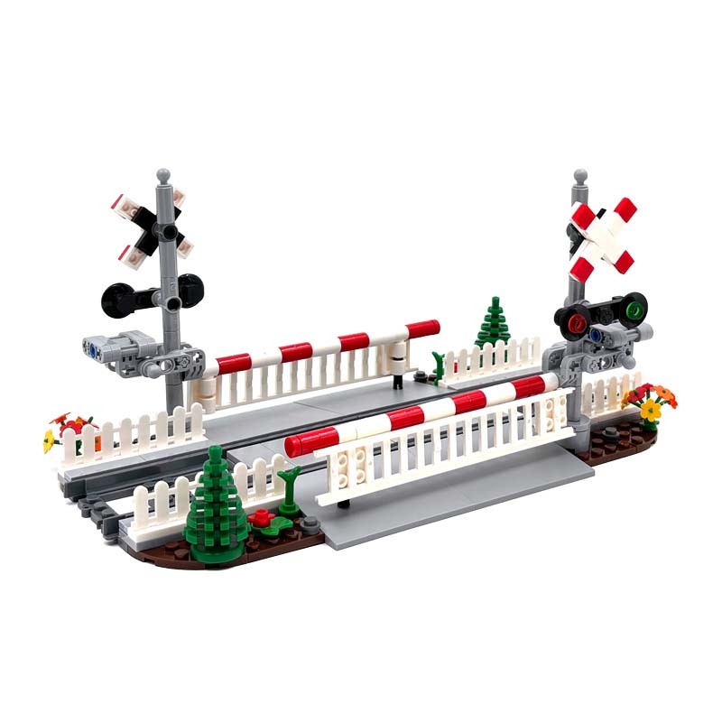 MOC Creative Expert City Trainไฟจราจรรางข้ามรถไฟExpressอิฐอาคารบล็อกDIYของเล่นสําหรับของขวัญเด็ก