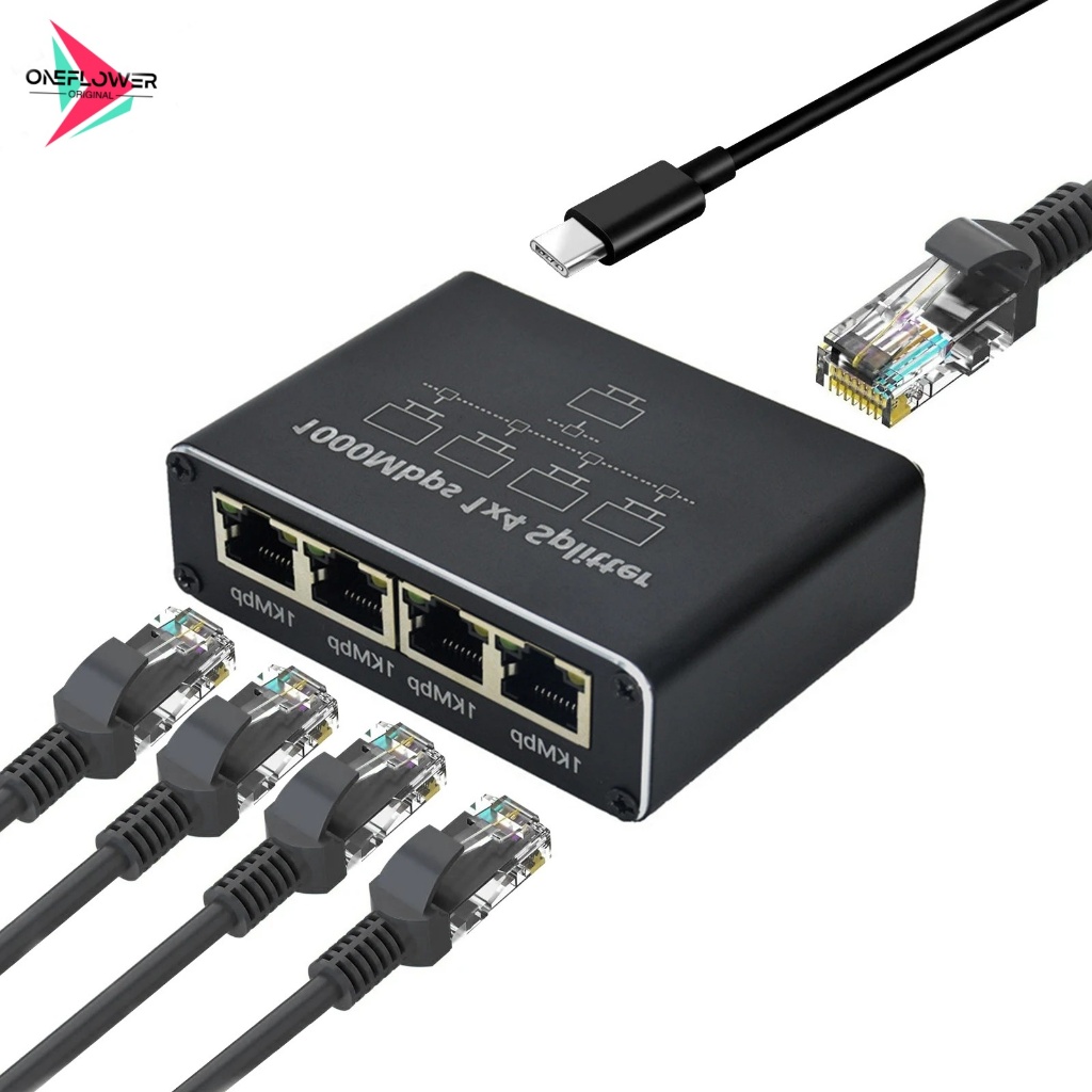 Gigabit Ethernet Splitter 1 ถึง 2/3/4, 1000Mbps RJ45 LAN Internet Splitter สําหรับคอมพิวเตอร์/ฮับ/สว