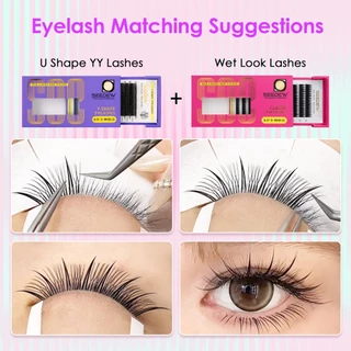 SEEDEW ขนตาตัว U YY ขนตาปลอม MIX8-15 มม.Grafting ขนตาปลอมเคล็ดลับคู่ Lashes ธรรมชาตินุ่ม ขนตา u