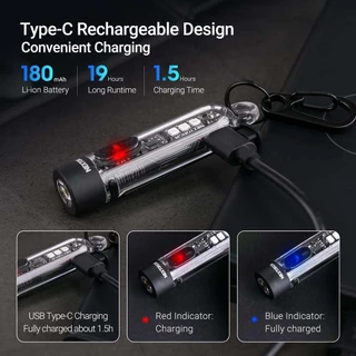 NEXTORCH K40 พวงกุญแจไฟฉายกระเป๋า EDC ชาร์จไฟฉายขนาดเล็ก Strobe 365nm ไฟฉาย UV Multi-light Source 700 Lumens กลางแจ้งสีแดง/สีฟ้า