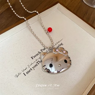 DREJEW สร้อยคอโซ่ลูกปัด จี้การ์ตูนแมวKT สไตล์หวานน่ารัก ดีไซน์พิเศษระดับไฮเอนด์ เหมาะสวมใส่ประจำวัน