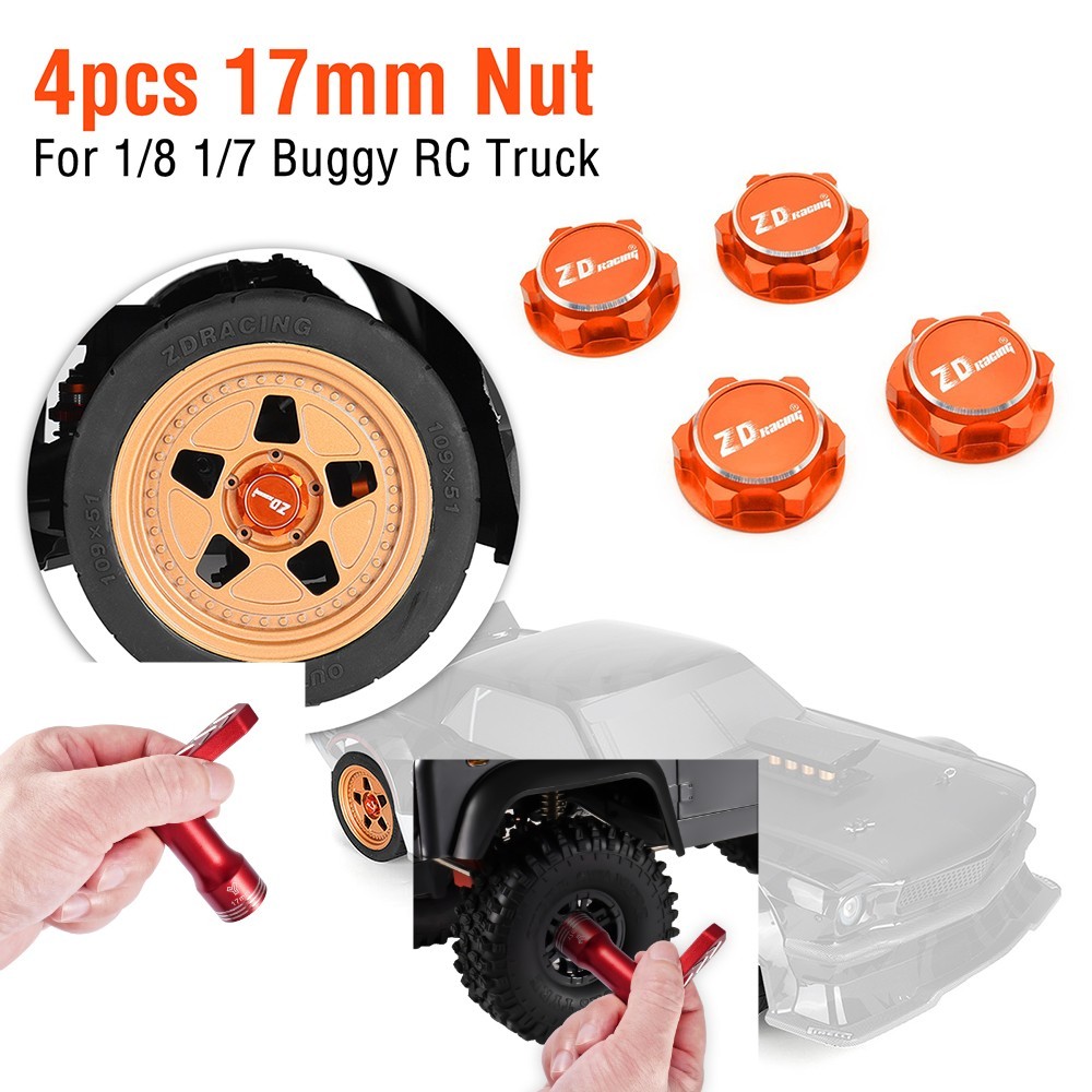 4PCS ZD Racing EX07 อลูมิเนียม 17 มม.Hex ล้อถั่วกันฝุ่น Anti-Skid สําหรับ 1/8 1/7 Traxxas X-Maxx Sum