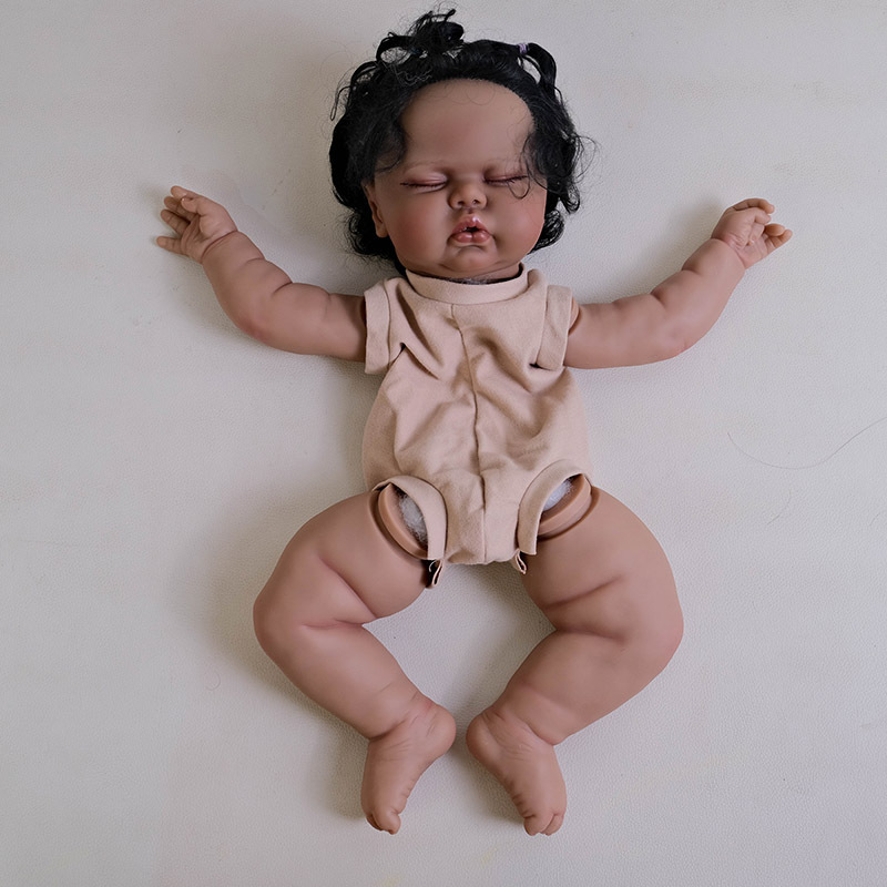 19 นิ้ว reborn ตุ๊กตาชุดผมสีดํา Soft Touch DIY reborn ตุ๊กตาอะไหล่ทําด้วยมือ DIY ของเล่น Muñecas ชุด