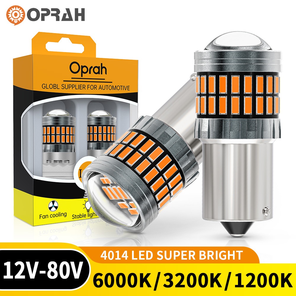 OPRAH 2 ชิ้น 1156 หลอดไฟ LED BA15S 1156 BAU15S 1157 Bay15d T20 7440 7443 T25 3156 3157 Super Bright ไฟเลี้ยว 4014 54SMD ไฟท้าย LED ไฟเบรคไฟสัญญาณ