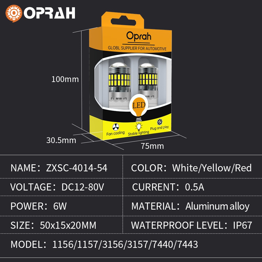 OPRAH 2 ชิ้น 1156 หลอดไฟ LED BA15S 1156 BAU15S 1157 Bay15d T20 7440 7443 T25 3156 3157 Super Bright ไฟเลี้ยว 4014 54SMD ไฟท้าย LED ไฟเบรคไฟสัญญาณ - รูปที่ 7