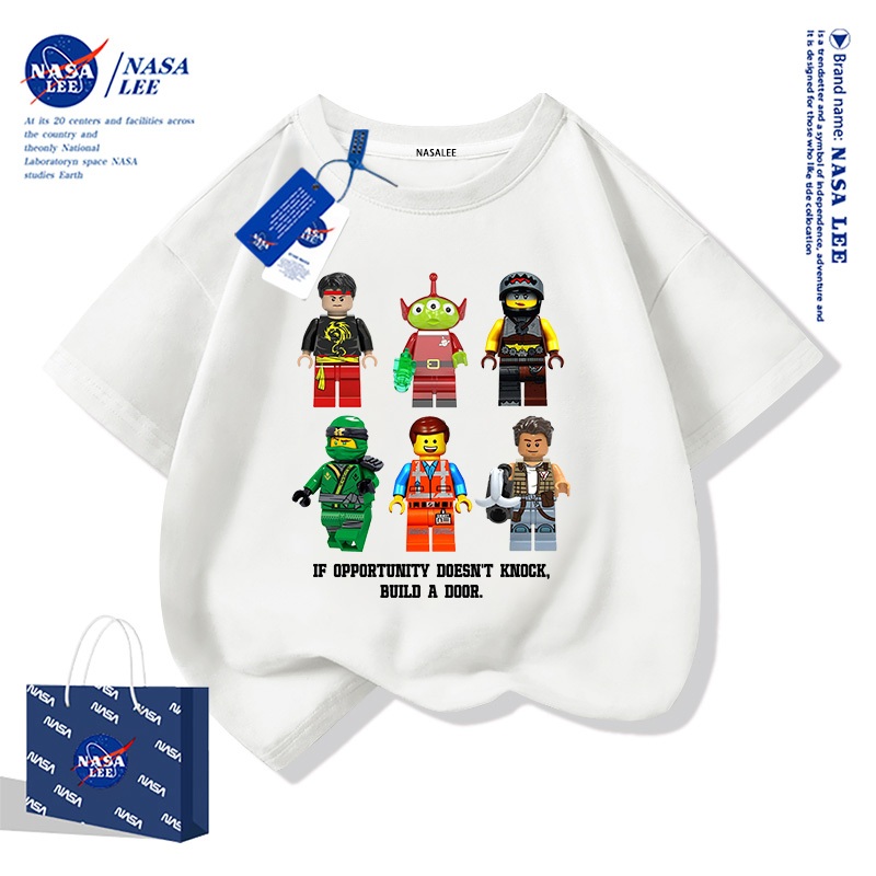 [พร้อมส่ง] เสื้อแขนสั้นเด็ก NASA x เลโก้ คนตัวต่อ ผ้าฝ้าย 100% ลายน่ารัก ใส่สบายระบายอากาศดี ราคาถูก Shopee Lazada