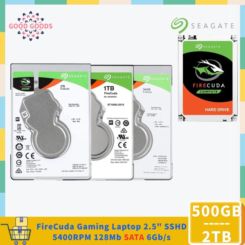 Seagate FireCuda Gaming SSHD 500GB 1TB 2TB SATA 6.0Gb/s 2.5 "5400 RPM 128MB+8GB(CMLC) แคชโน๊ตบุ๊ค / 