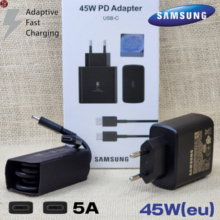 อะแดปเตอร์ชาร์จที่รองรับพร้อม Galaxy USB-C 45W EU สําหรับร่วมใช้กับ Galaxy S23 Original Specification Type-C Super Fast หัวชาร์จและสายเคเบิล