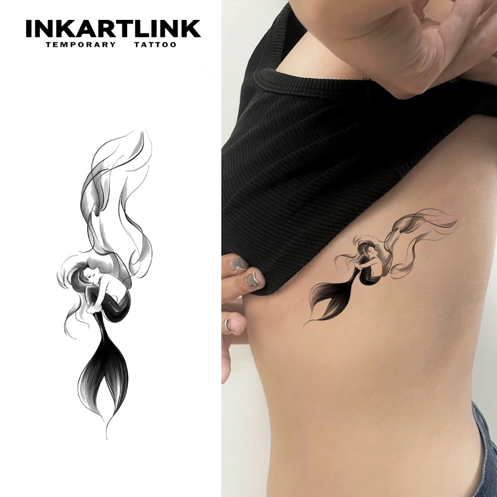 เงือก สติกเกอร์รอยสักชั่วคราว รอยสักมายากลกันน้ำติดทนนาน รอยสักปลอมยาวนานถึง 15 วัน รอยสักกึ่งถาวร