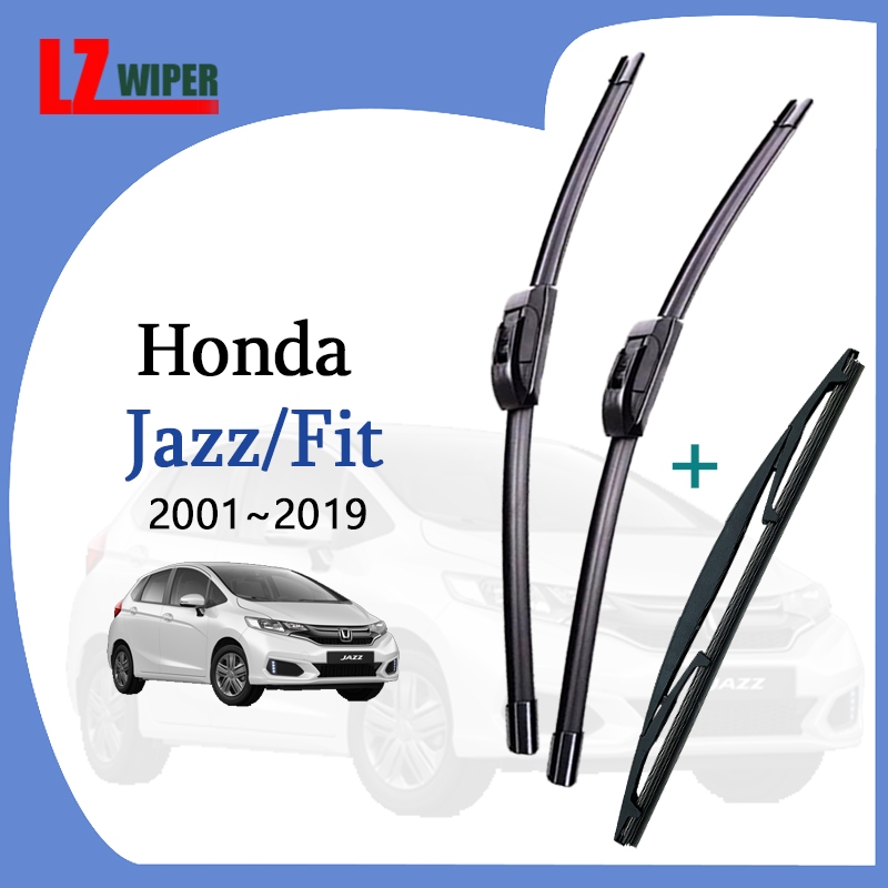 2001 ถึง 2019 Honda Jazz/Fit ใบปัดน้ําฝนสําหรับ JASS GD ที่ปัดน้ําฝนกระจกรถยนต์ชุด (ซิลิโคนกล้วยด้านหน้า/ด้านหลังเดิม)